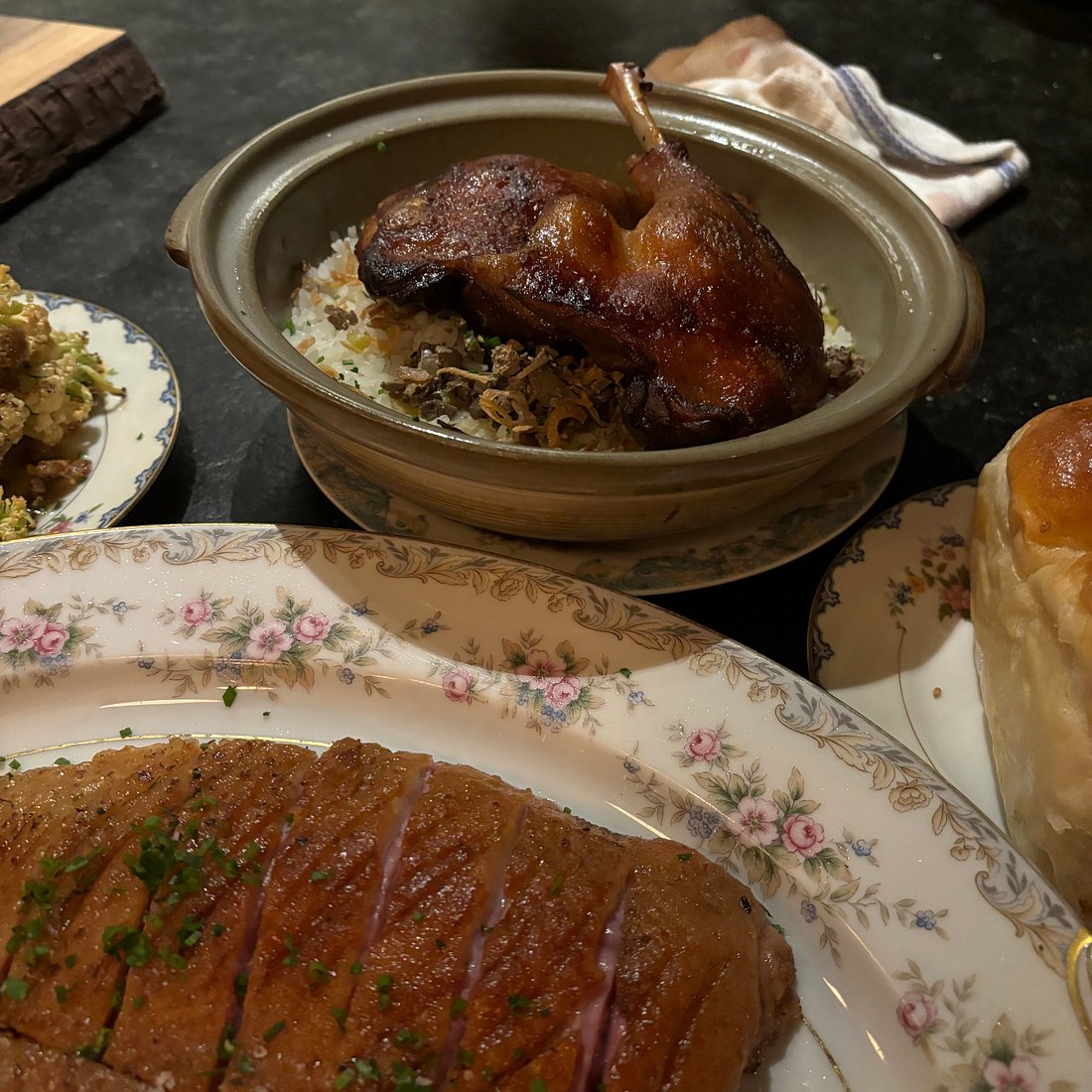 Lenox Sophia signature dishes The four-course prix-fixe menu changes monthly. Past dishes include Seared Scallops, Squid Ink Seafood Pasta, Hen of the Wood, and Duck Confit.